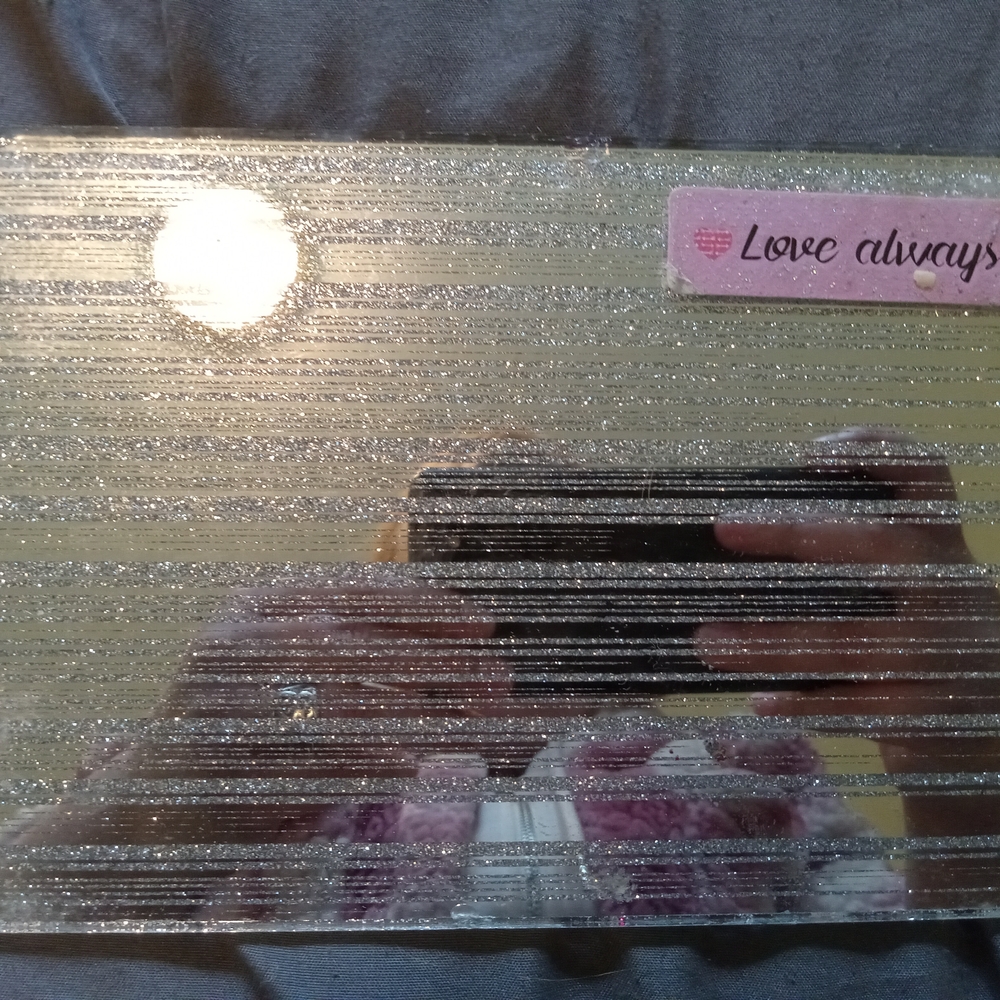 Silver Glitter Striped Mirror
